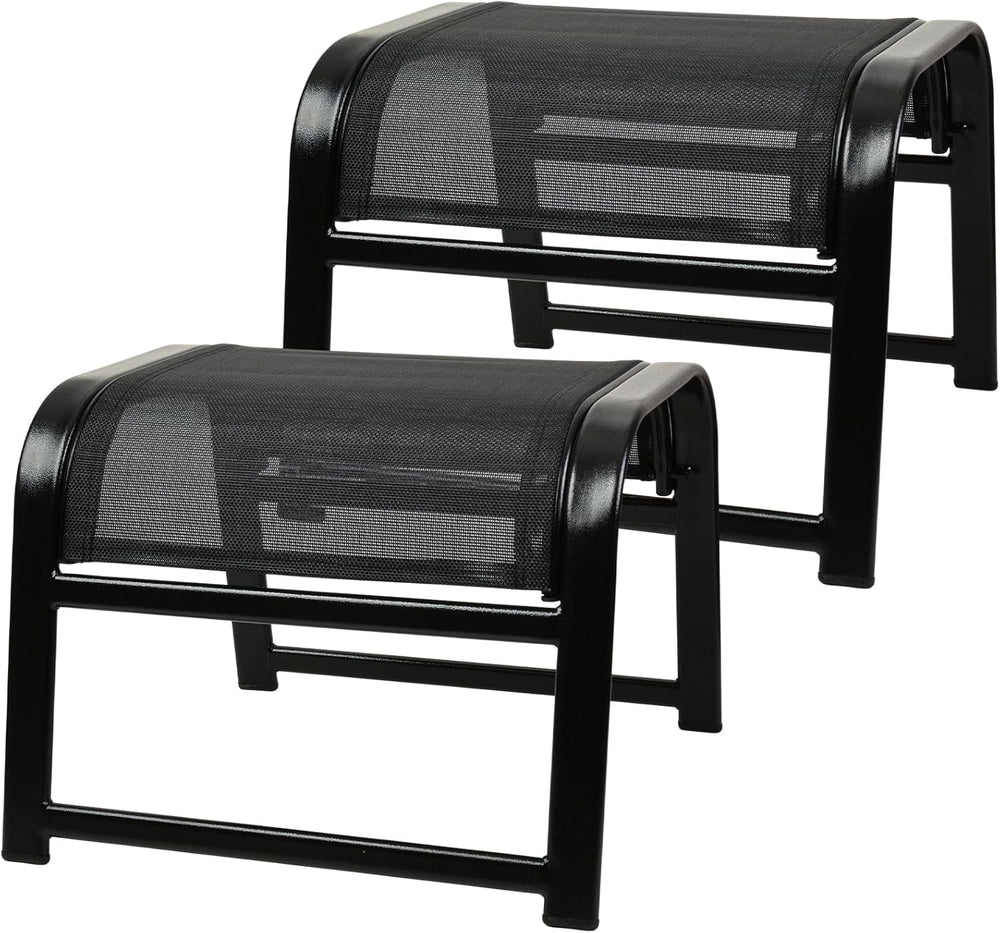 Assembled Patio Outdoor Ottoman 2 Set, Portable Footstools Textliene Metal Fo...