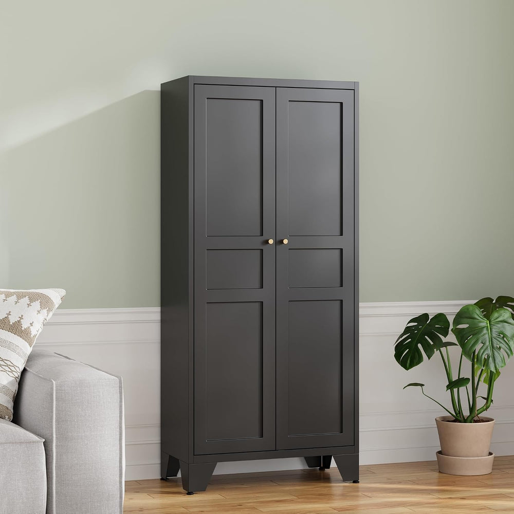 RAVIGIN Metal Storage Cabinet,61" H Pantry Cabinet with 2 Doors and 4 Ad...