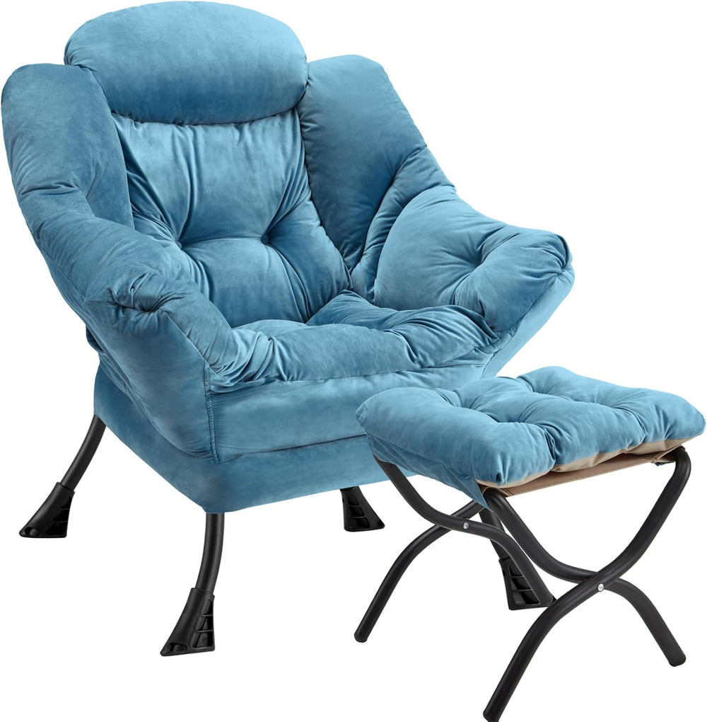 Lazy Chair with Folding Ottoman Modern Large Accent Chair,Contemporary Lounge...