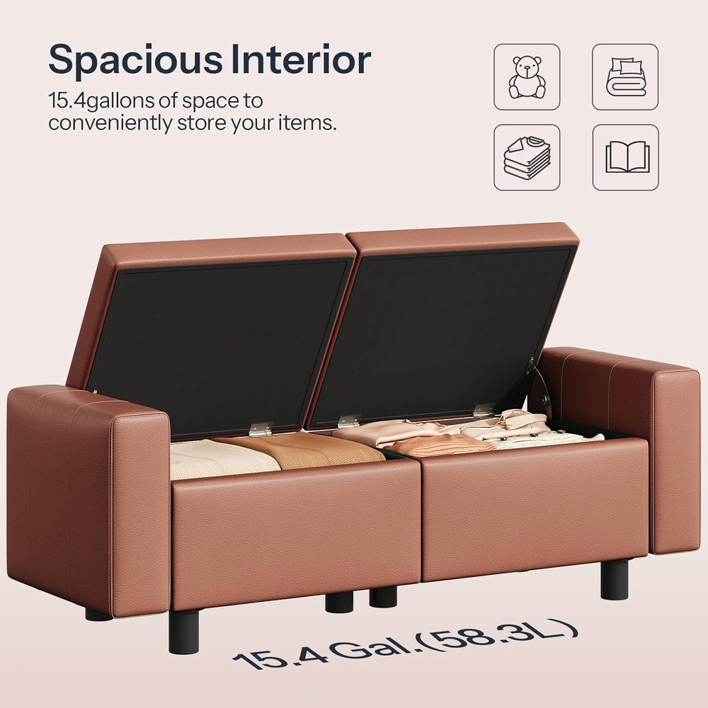 HOOBRO Ottoman with Storage, 46.7'' Storage Ottoman Bench with Safety...