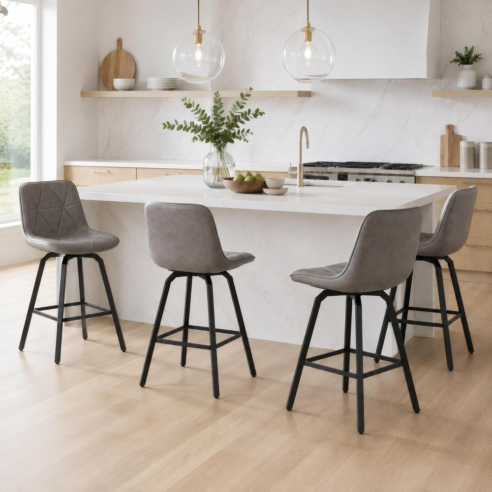 26" Counter Height 360° Swivel Bar Stools Set of 3, Triangular Pattern F...