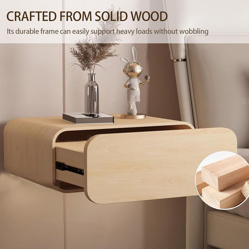 Floating Wall Mounted Night Stand with Storage Drawer, Modern Small Bed End T...