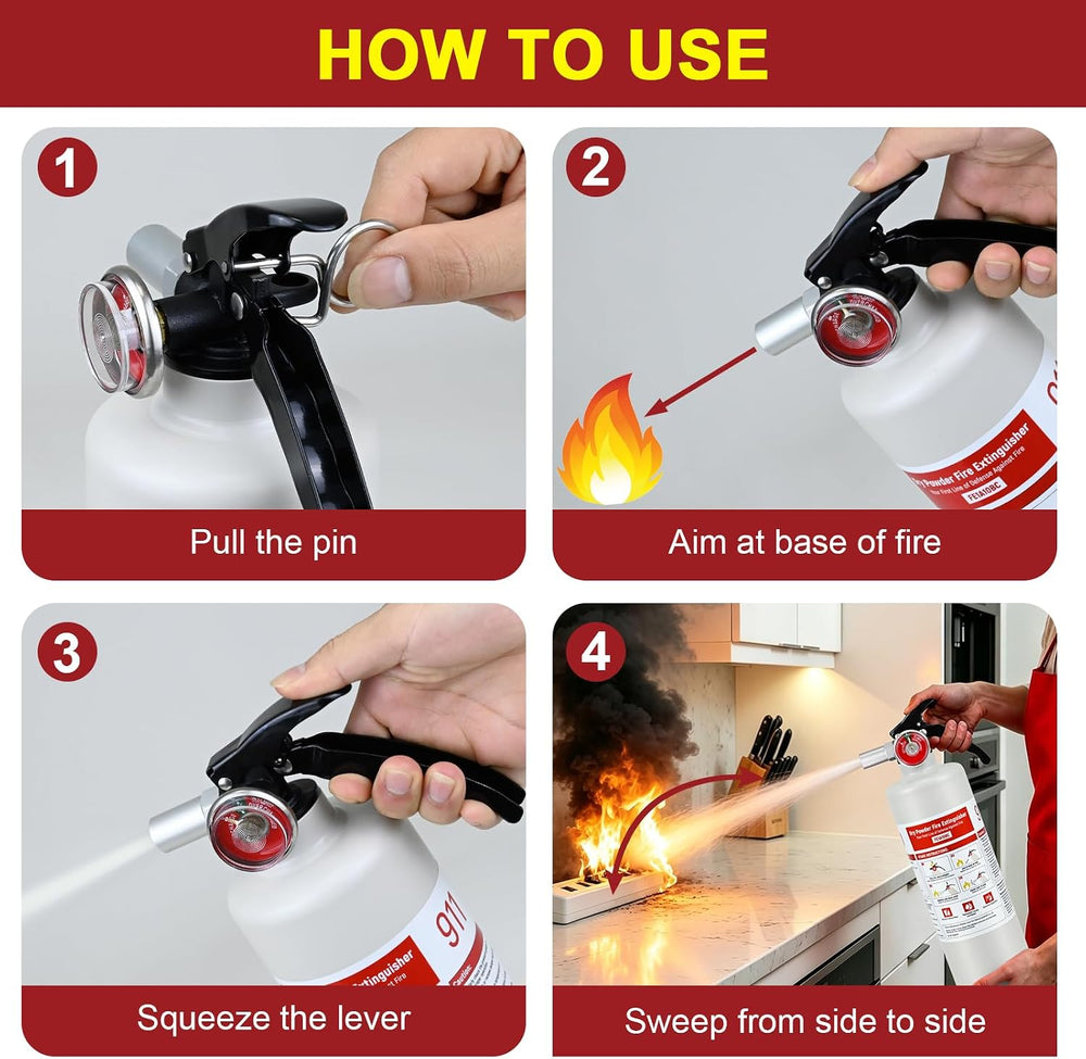 6 Pack ABC Fire Extinguishers, 2.5 lb 1A:10B:C Rated with Mount