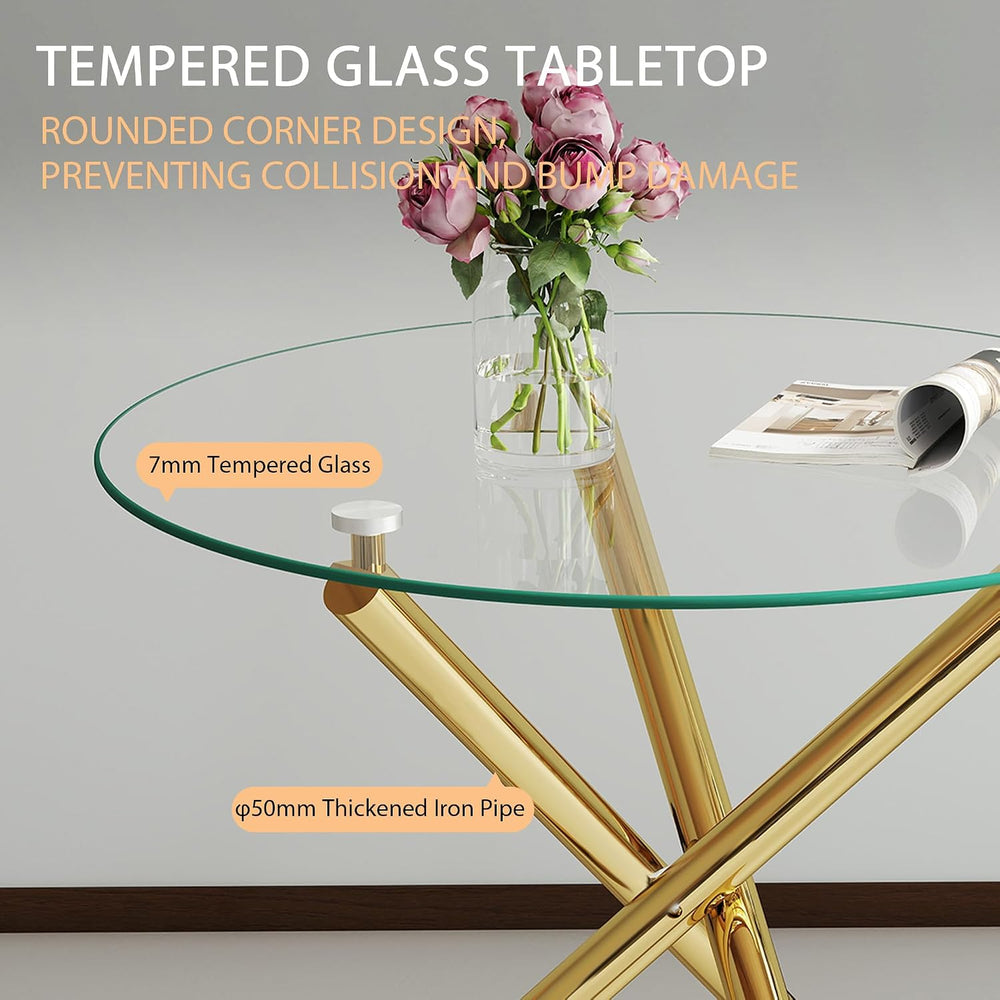 Modern Dining Room Table for 4 People, 36" Round Dining Table with Gold ...