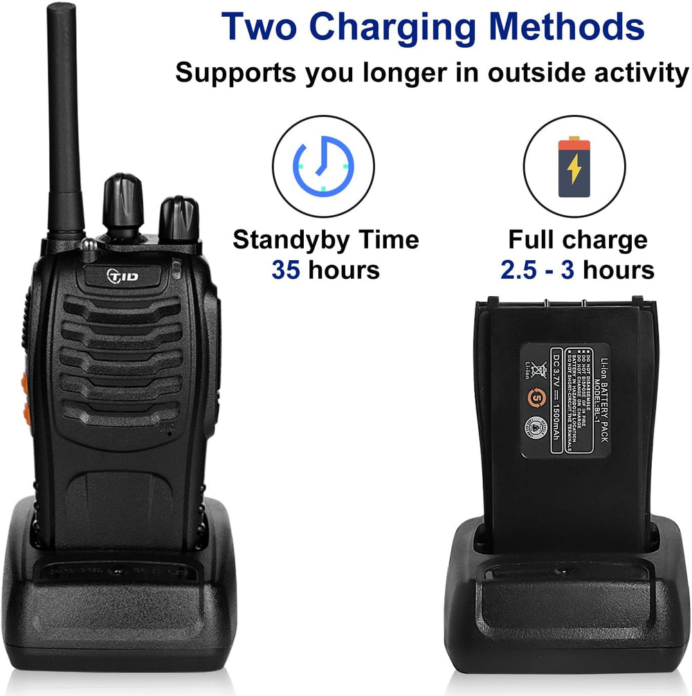 TIDRADIO 5.5-Mile Long Range Walkie Talkies with Upgrade Acoustic Earpiece