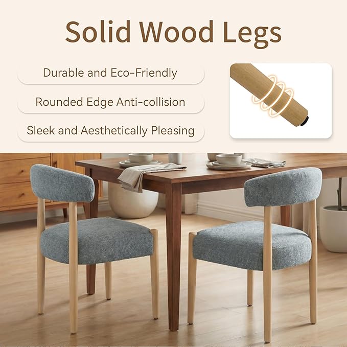VKNOW Wooden Dining Chairs Set of 4, Modern Upholstered Dining Room Chairs wi...