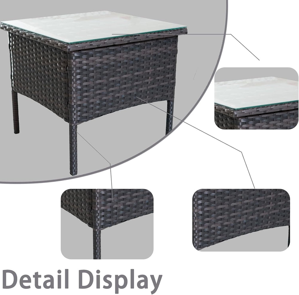 Outdoor Patio Wicker Table,Rattan Side Table,Modern Patio End Side Table with...