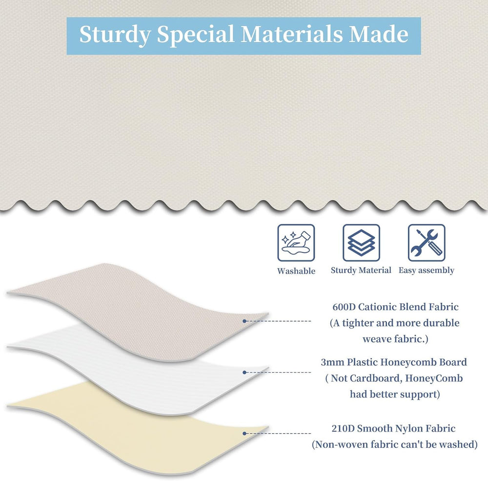 AMJ Fabric Storage Bin with Lid – Foldable for Clothes, Blankets – Beige Stor...