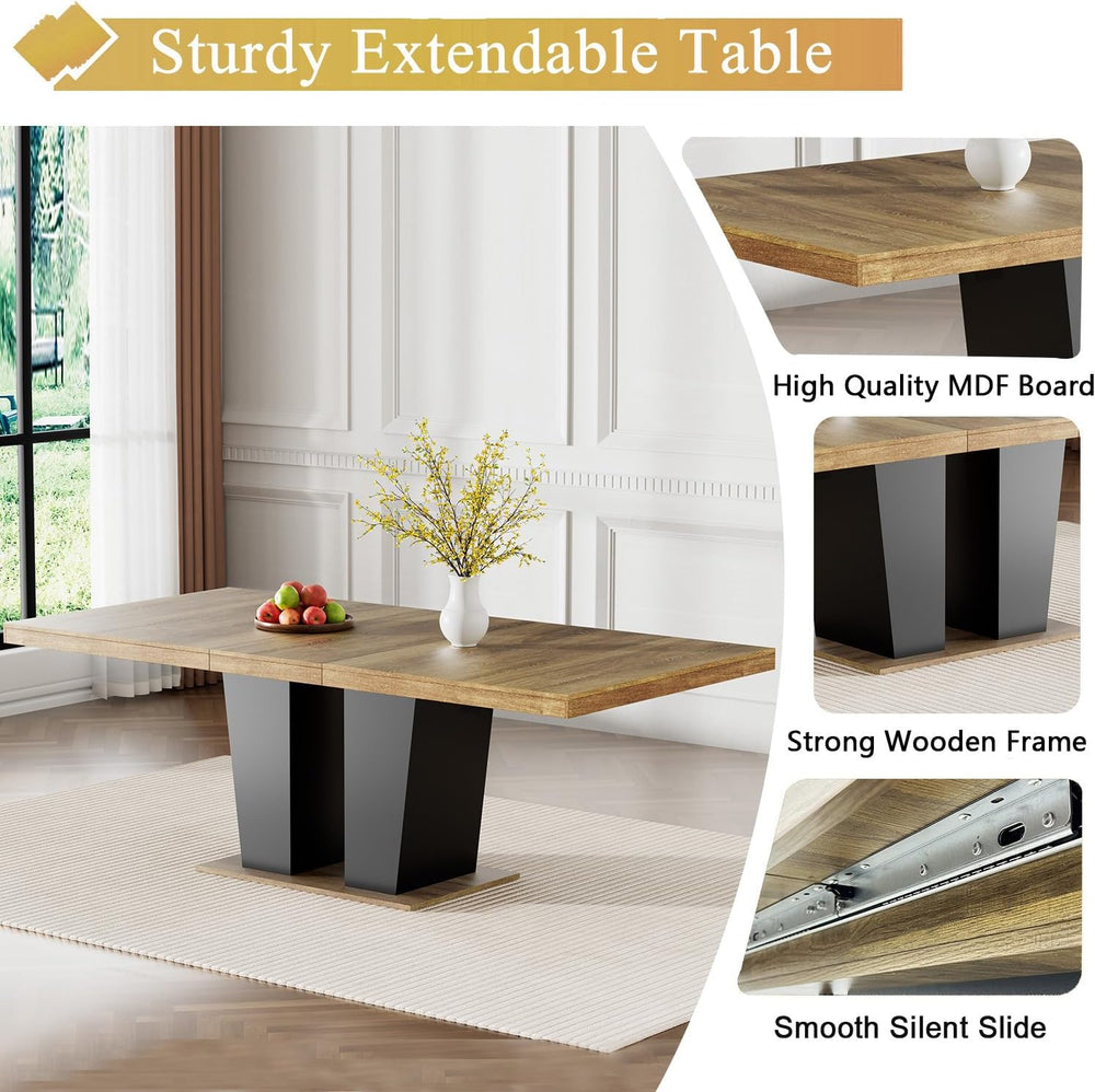 63"-79" Extendable Dining Room Table Set for 8, Farmhouse Kitchen T...