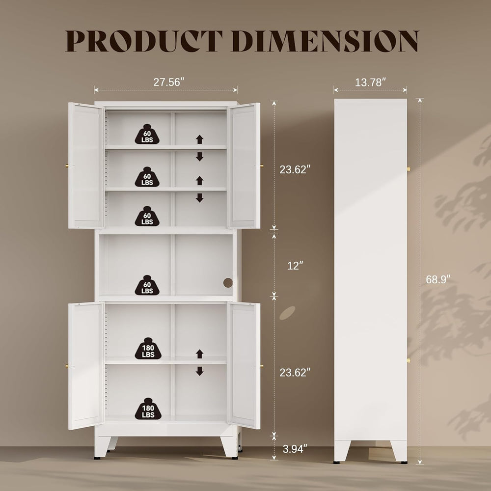 69"H Kitchen Pantry Cabinet with Countertop and Microwave Shelf,Metal Mi...
