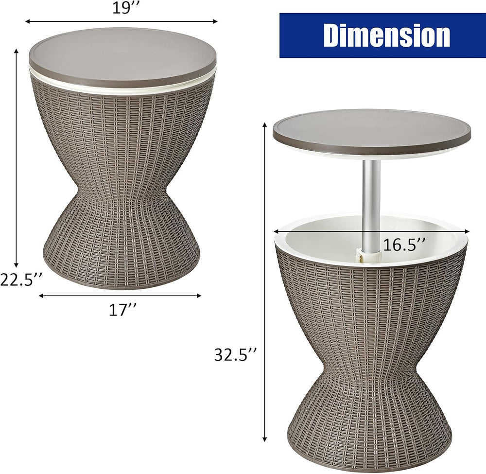 Giantex Outdoor Ice Cooler Side Table with Adjustable Height, 8 Gal Beverage ...