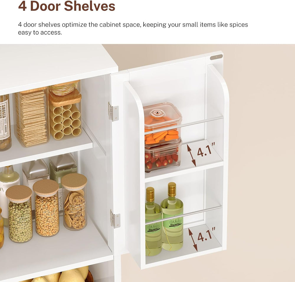 TEENFON Kitchen Pantry Cabinet with Adjustable Shelf, Tall Storage Cabinet wi...