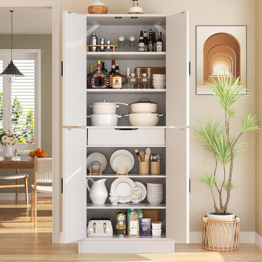 Unikito 71" Tall Kitchen Pantry Storage Cabinet with Farmhouse Barn Door...