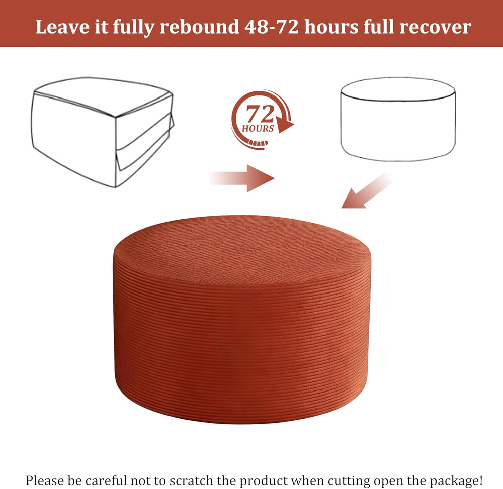 BSHOMGI Round Ottoman,Corduroy Ottomans Foot Stool, 27.5" Pouf Footstool...
