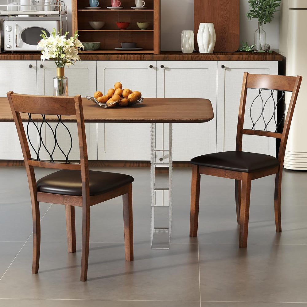 Giantex Dining Chairs Set of 4, Faux Leather Upholstered Armless Kitchen Chai...