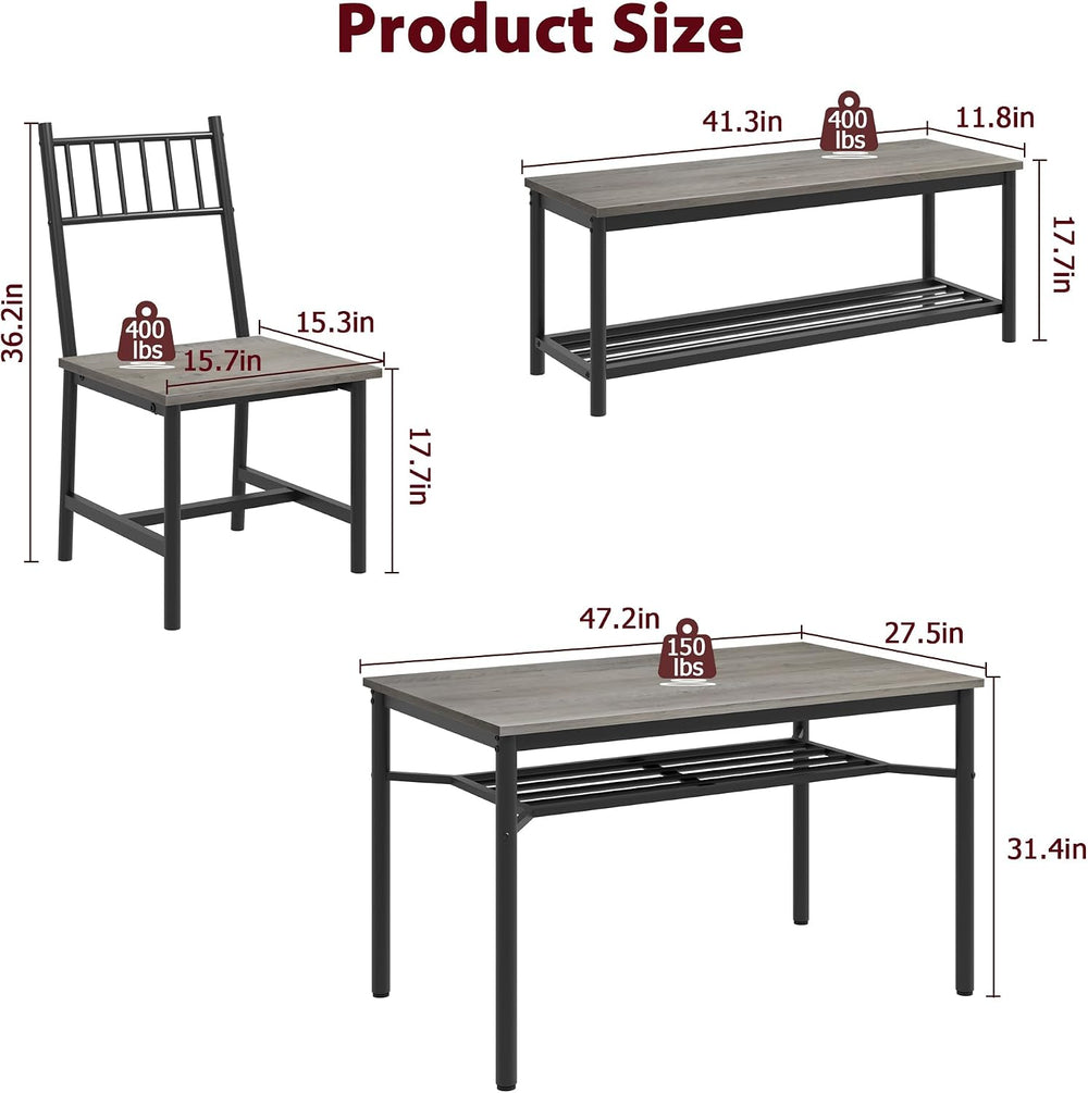 GarveeHome Dining Table Set for 4, Kitchen Table and Chairs for 4 with Wine R...