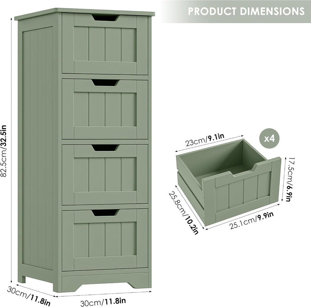 FOTOSOK Bathroom Storage Cabinet with 4 Drawers, Small Bathroom Cabinet