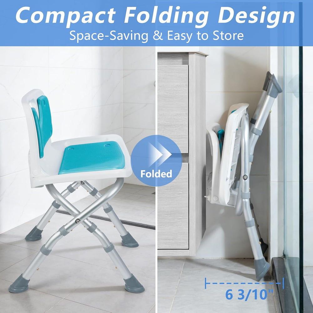 Small Folding Shower Chair with EVA Padded Seat for Seniors