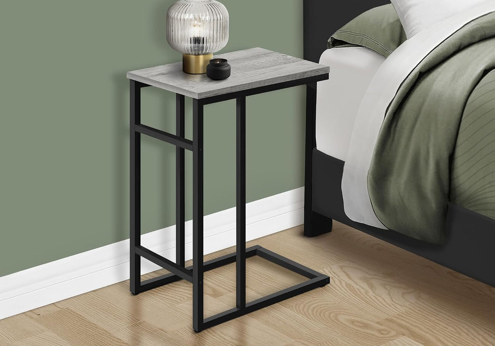 Accent Table, C Shaped, End, Side, Snack, Living Room, Bedroom, Grey Laminate...