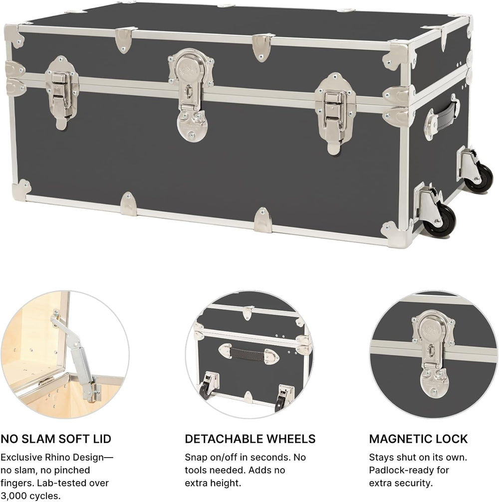 Rhino Classic XXL Storage Trunk with Wheels, Dorm Chest, Bench Coffee Table |...