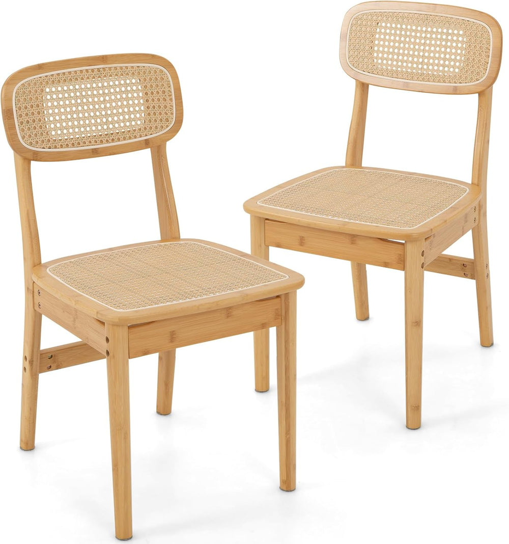 GOFLAME Rattan Dining Chairs Set of 2, Mid-Century Modern Kitchen Chairs with...