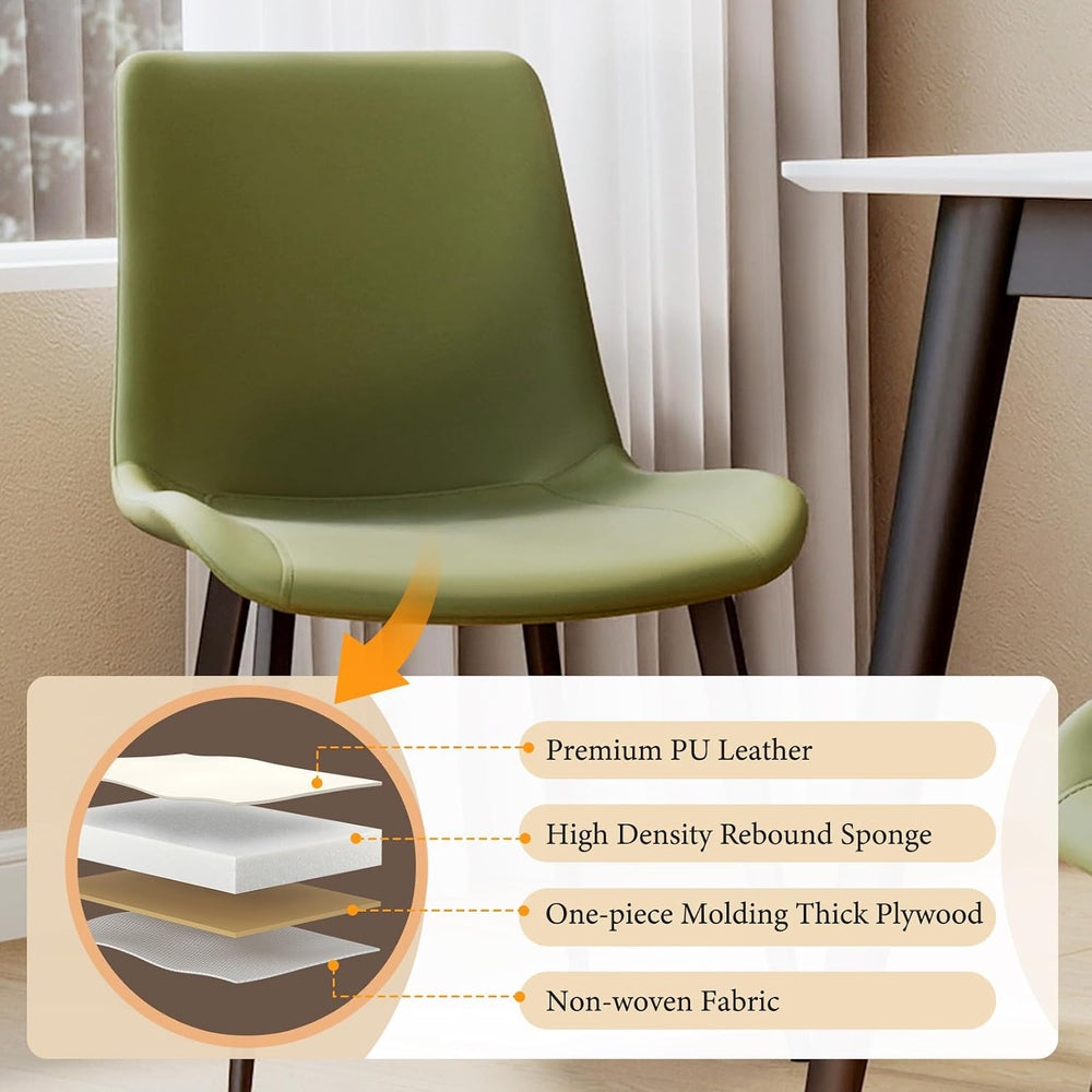 Modern Dining Chairs Set of 4, PU Leather Upholstered Dinner Chairs with Stur...