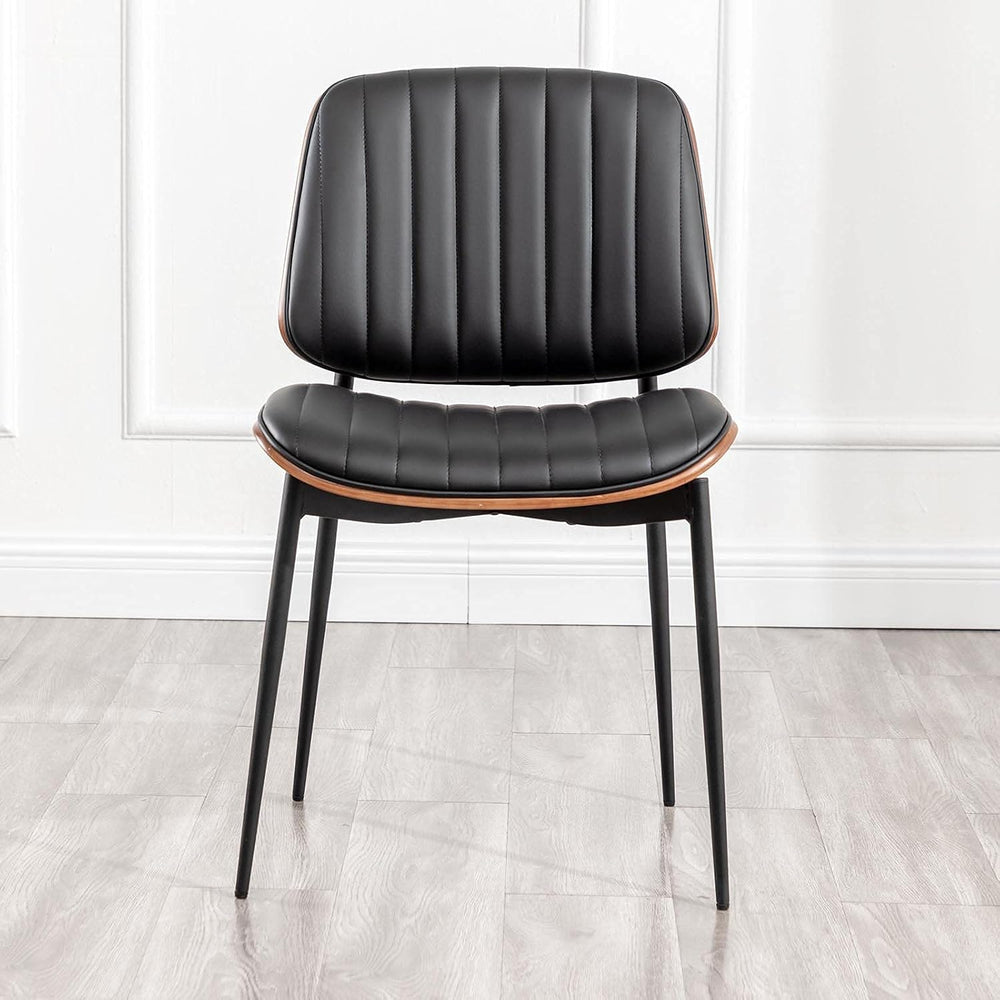 LUNLING Dining Chairs Set of 2 Mid Century Modern Retro Faux Leather Chair wi...