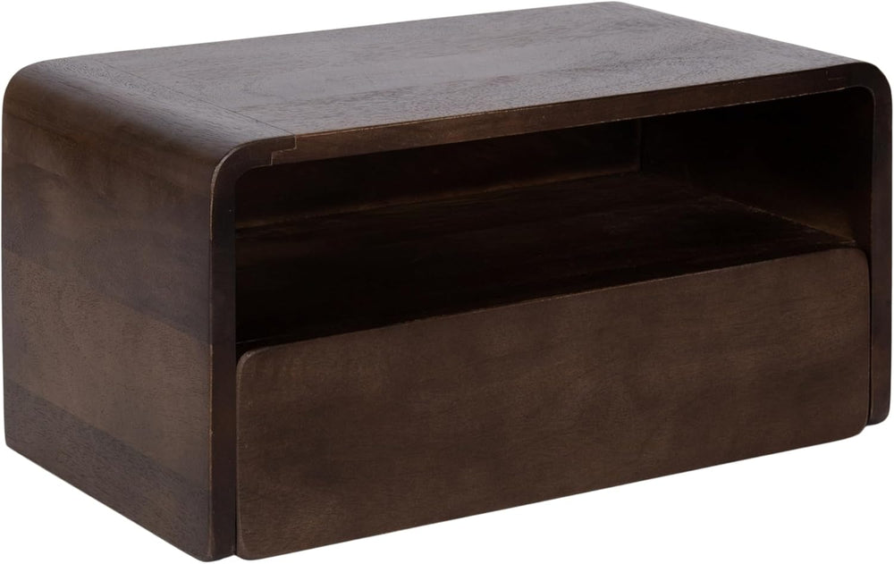 Kate and Laurel Kato Modern Mango Wood Floating Side Table with Drawer, 18 x ...