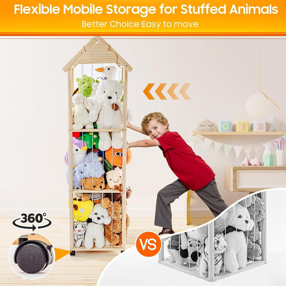 Stuffed Animal Storage, Stuff Animal Holder Organizer Display Shelf | Wooden ...