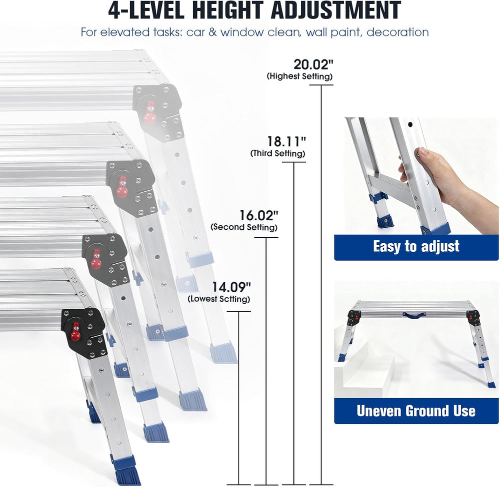 Aluminium Work Platform 660 Lbs, Portable Scaffolding Platform with One-Touch...