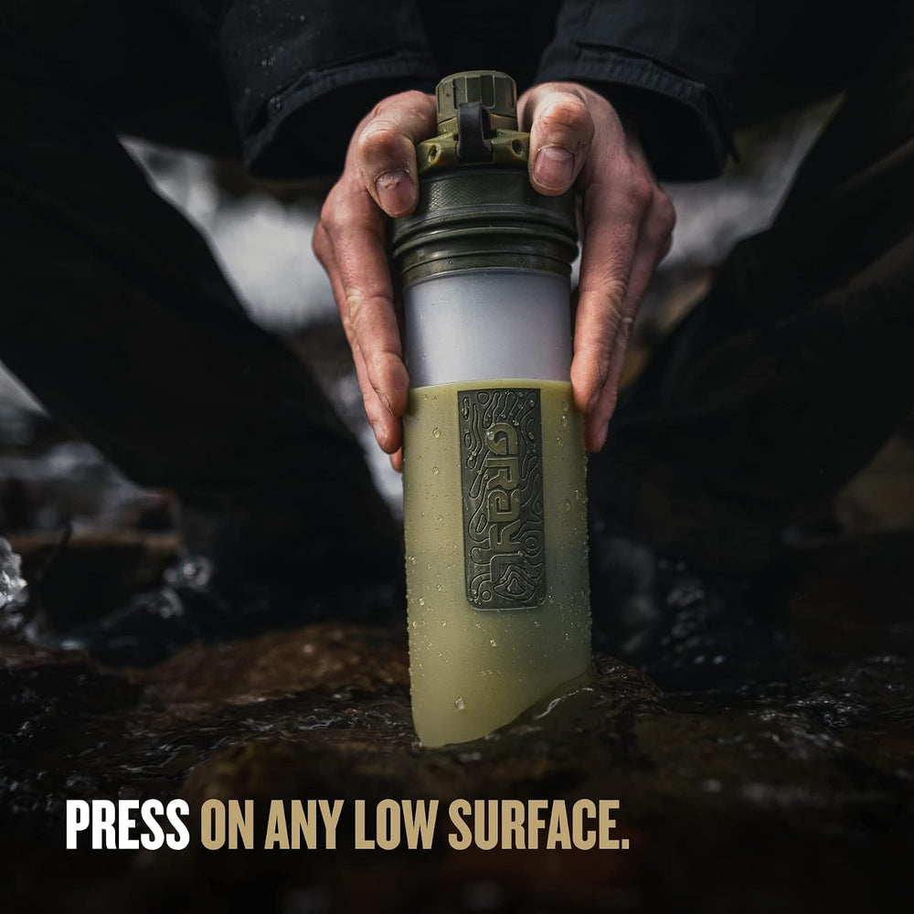 GRAYL GeoPress 24 oz Water Purifier & Water Filter Bottle, Olive Drab