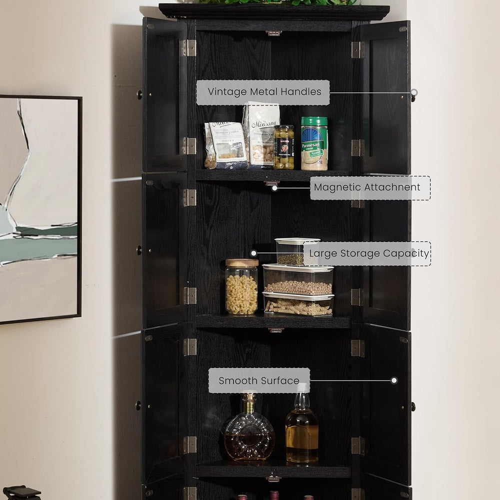 Corner Storage Cabinet 72" H Wooden Kitchen Pantry with 8 Doors, Freesta...