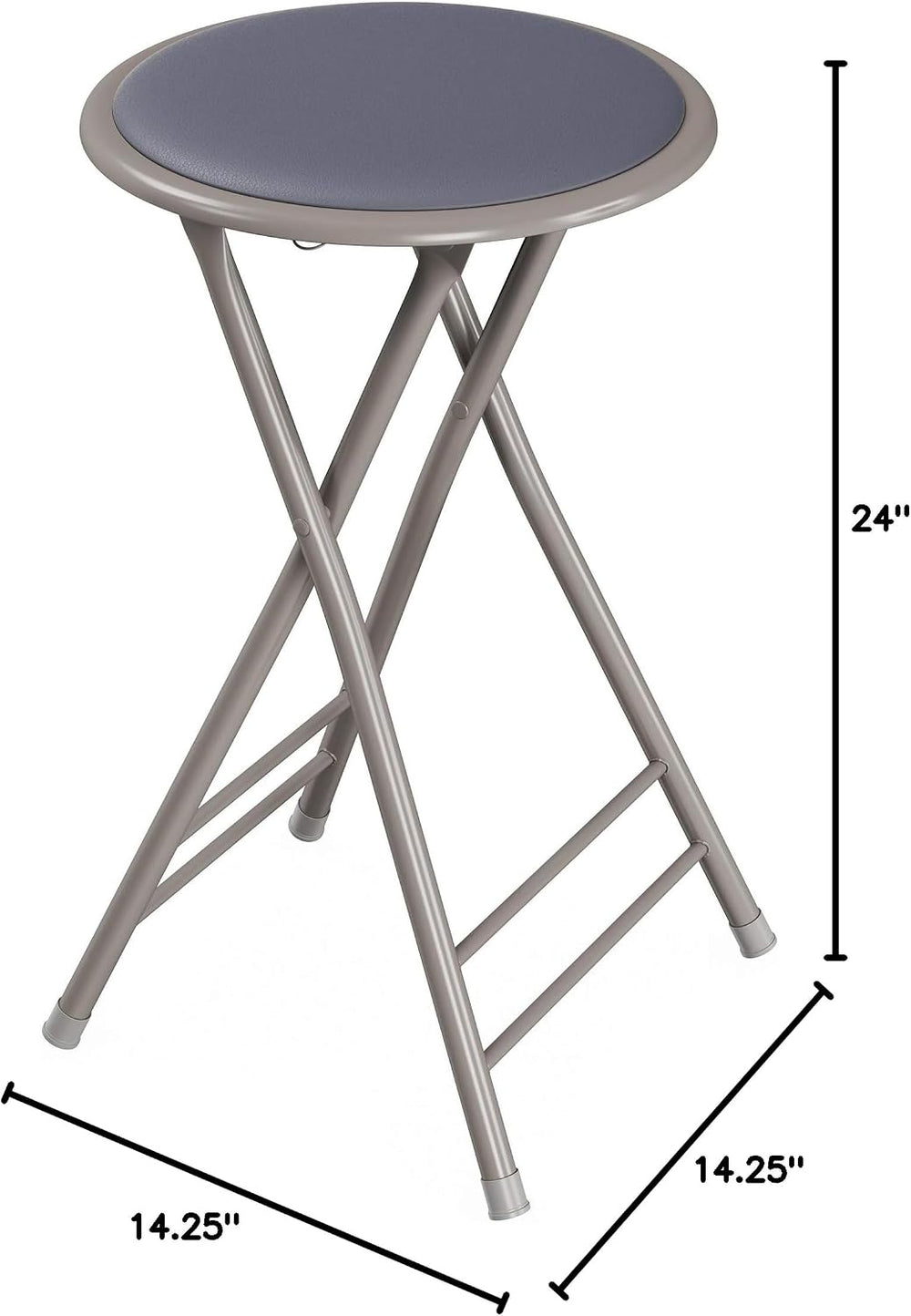 Lavish Home Folding Stool with Padded Backless Seat Set of 2, Gray, 24” | Cou...