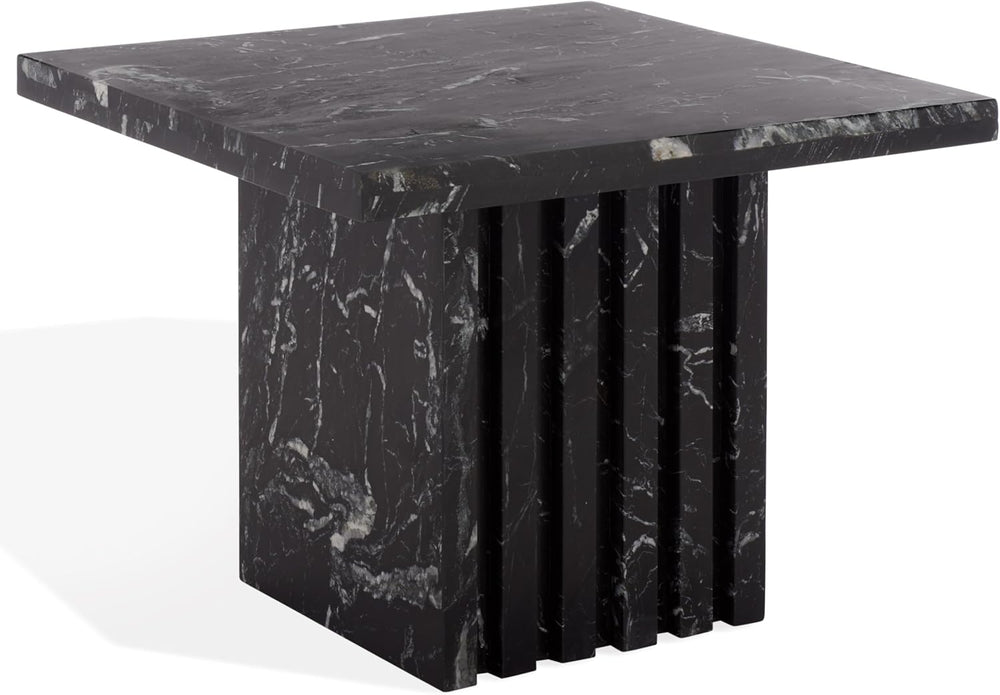 SAFAVIEH Couture Collection – Olivia Black Square Travertine Accent Table, Sc...