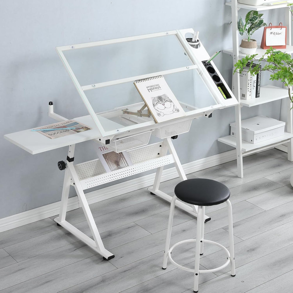 GarveeHome Drafting Table w/Stool, Height Adjustable Multifunctional Art Craf...