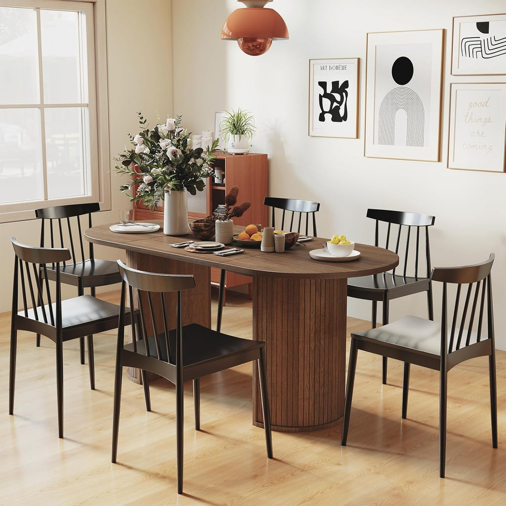 Oval Rectangular Dining Table for 4-8 People,70.87" Long Kitchen Table w...