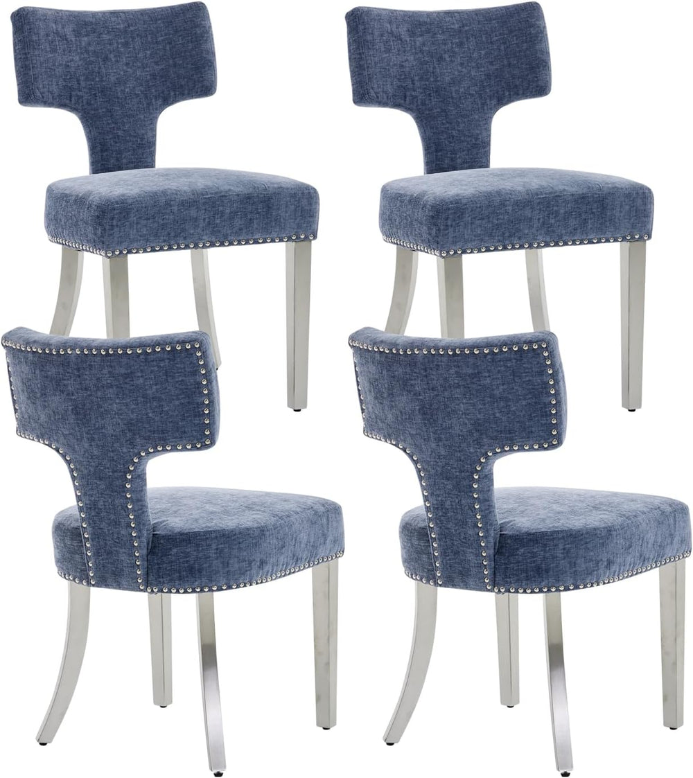 Shenyon Mid Century Modern Dining Chairs Set of 4, Chenille Fabric Upholstere...