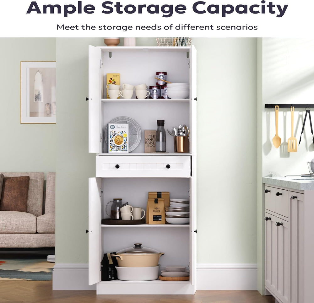 Furnify 71" Tall Kitchen Pantry Storage Cabinet with Doors & Drawer,...