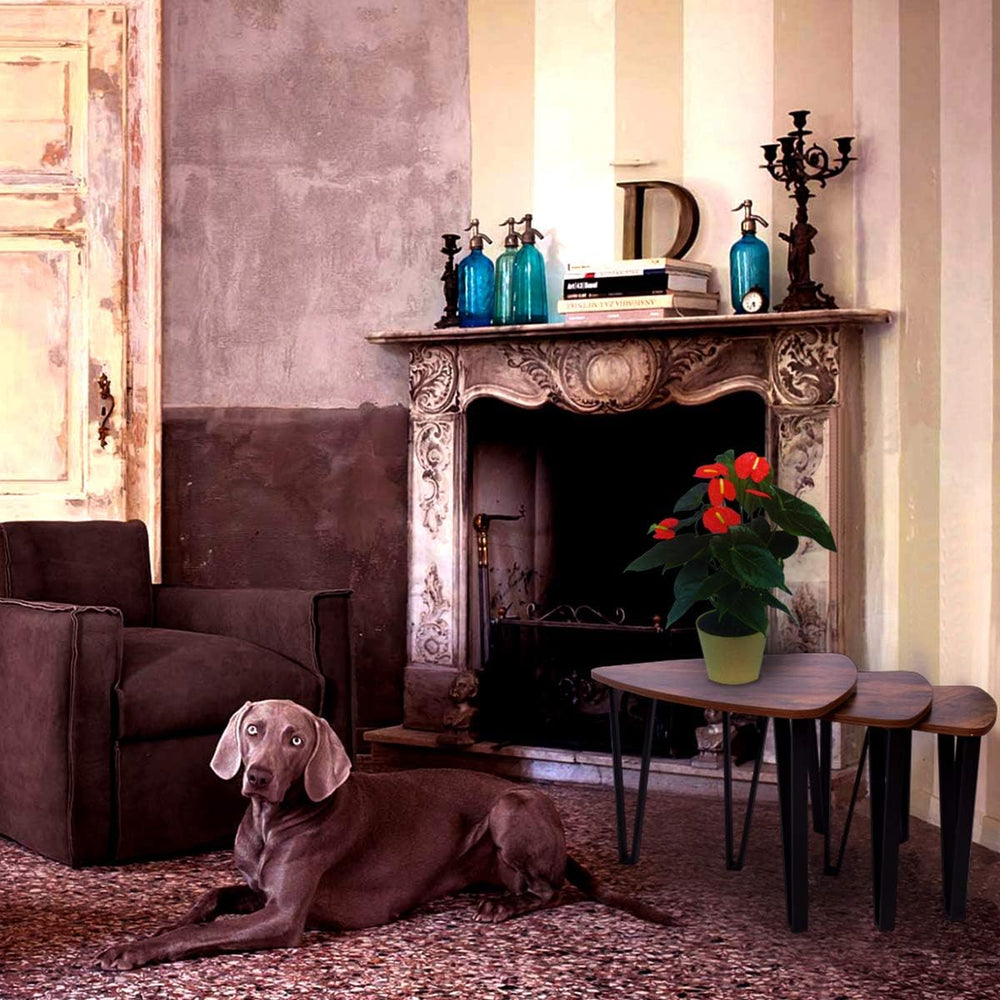 DRM 3pcs Industrial Nesting Triangle Coffee, End, Console Tables; Stackable; ...