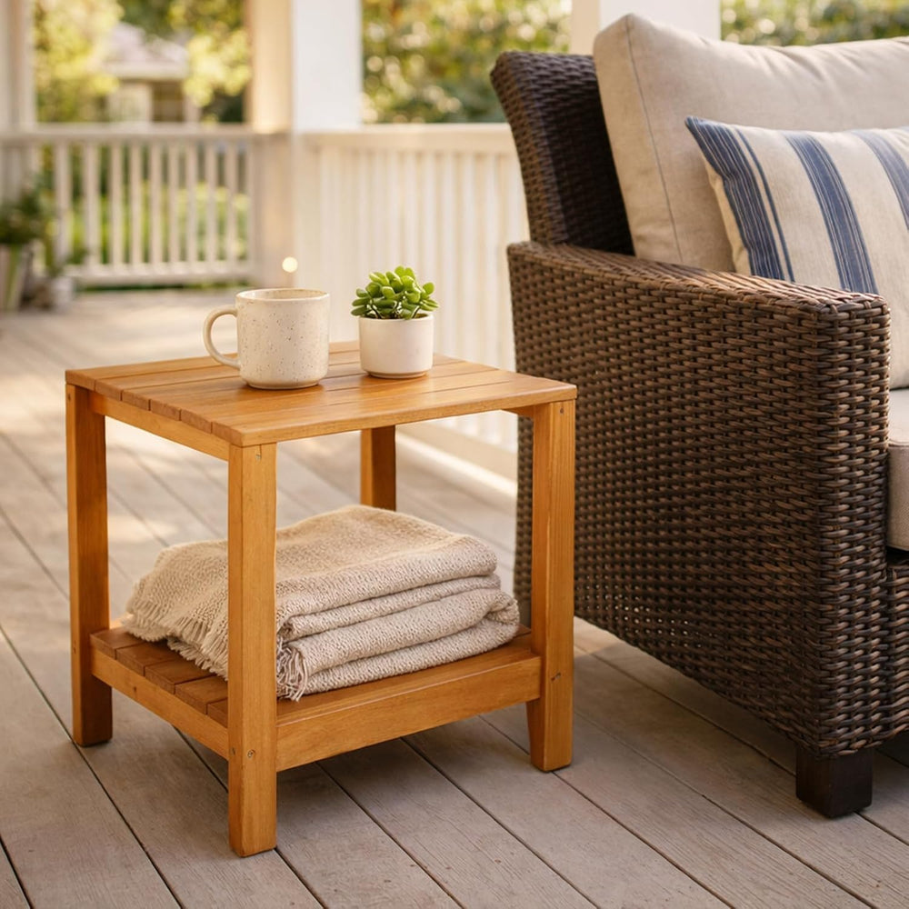 Outdoor Side Tables for Patio Set of 2, Small End Table Living Room Accent Co...