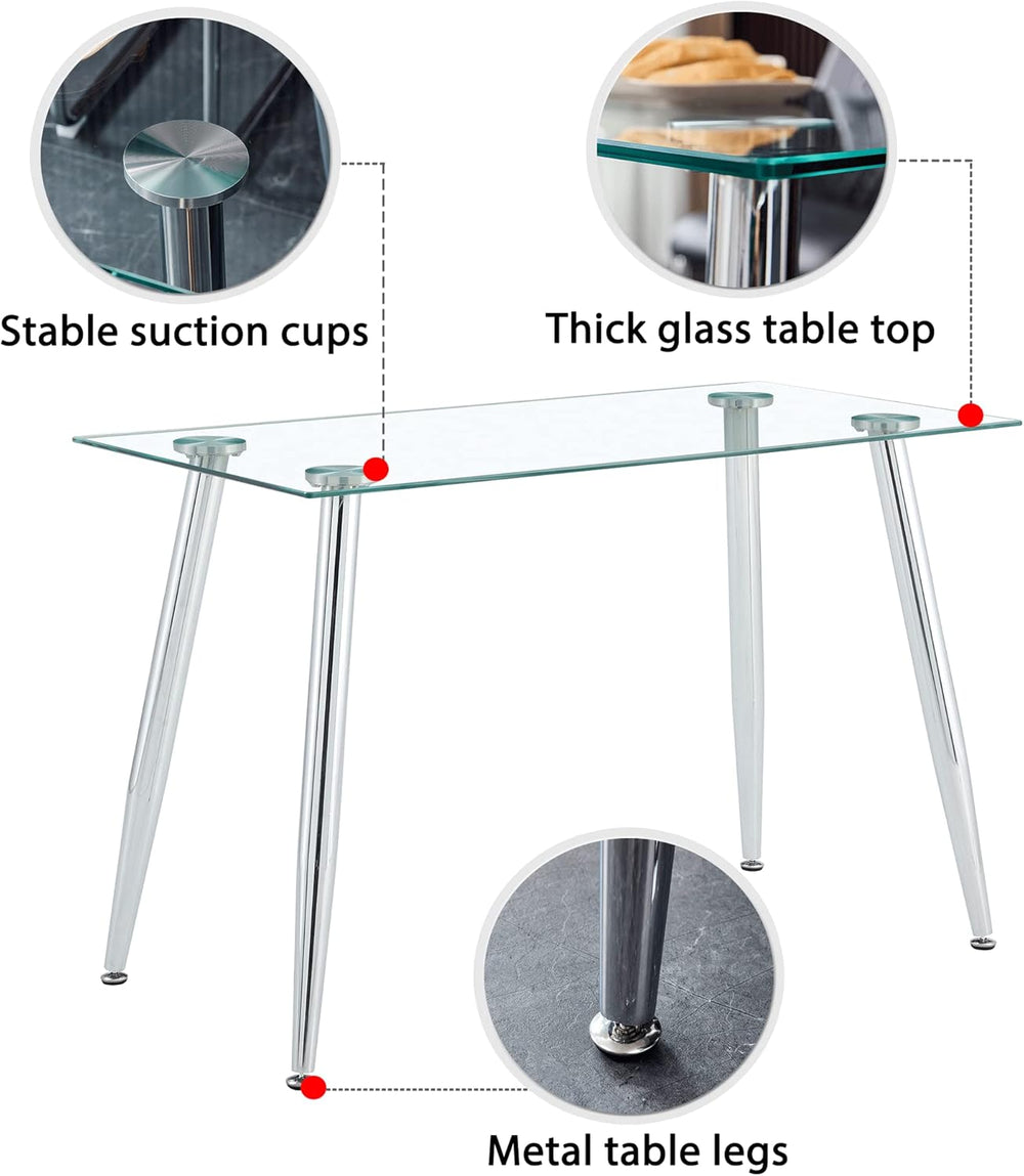 Baysitone 51 inch Glass Dining Table Set for 6, Dining Table & Chair Sets...