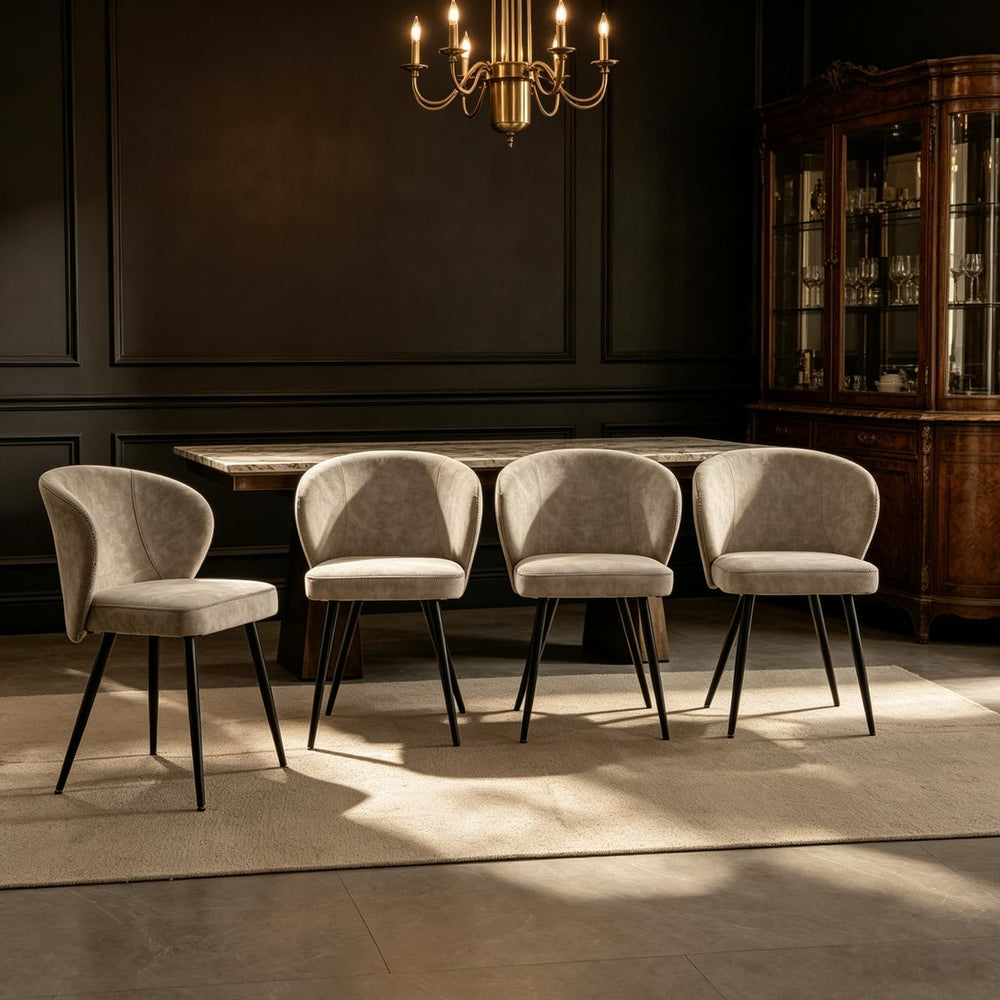 Dining Chairs Set of 4, Mid-Century Style, Sturdy Metal Legs, High-Resilience...