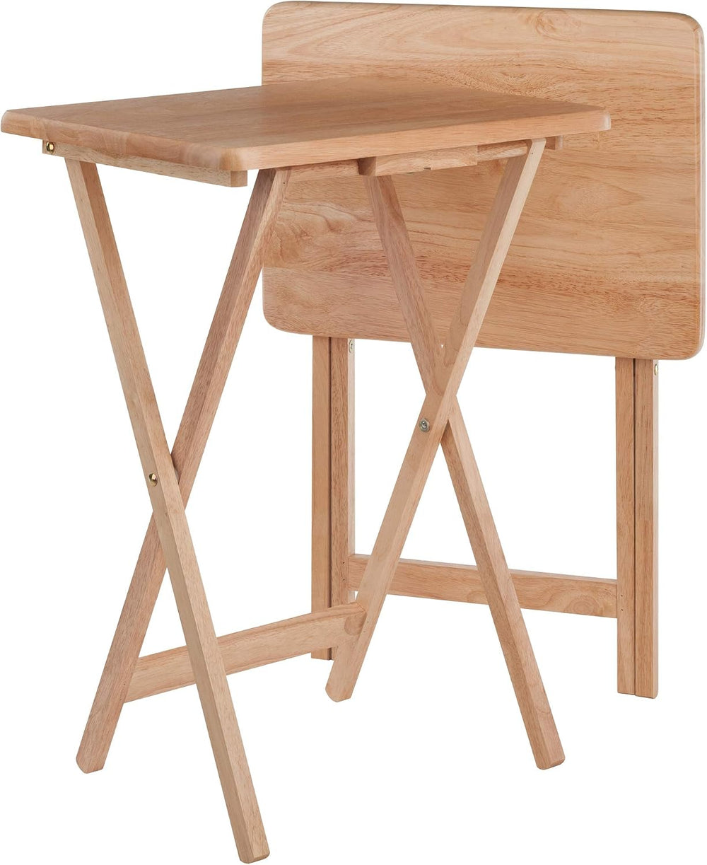 Winsome Alex Set of 2 Foldable Snack Tables, Natural, 26" | Easy to Stor...