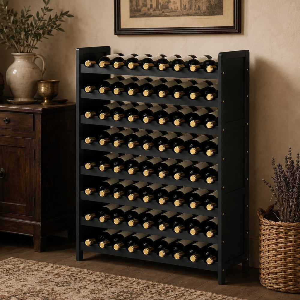 Wine Rack Freestanding Floor 72 Bottle, Bamboo Wine Storage Bottle Holder | 8...