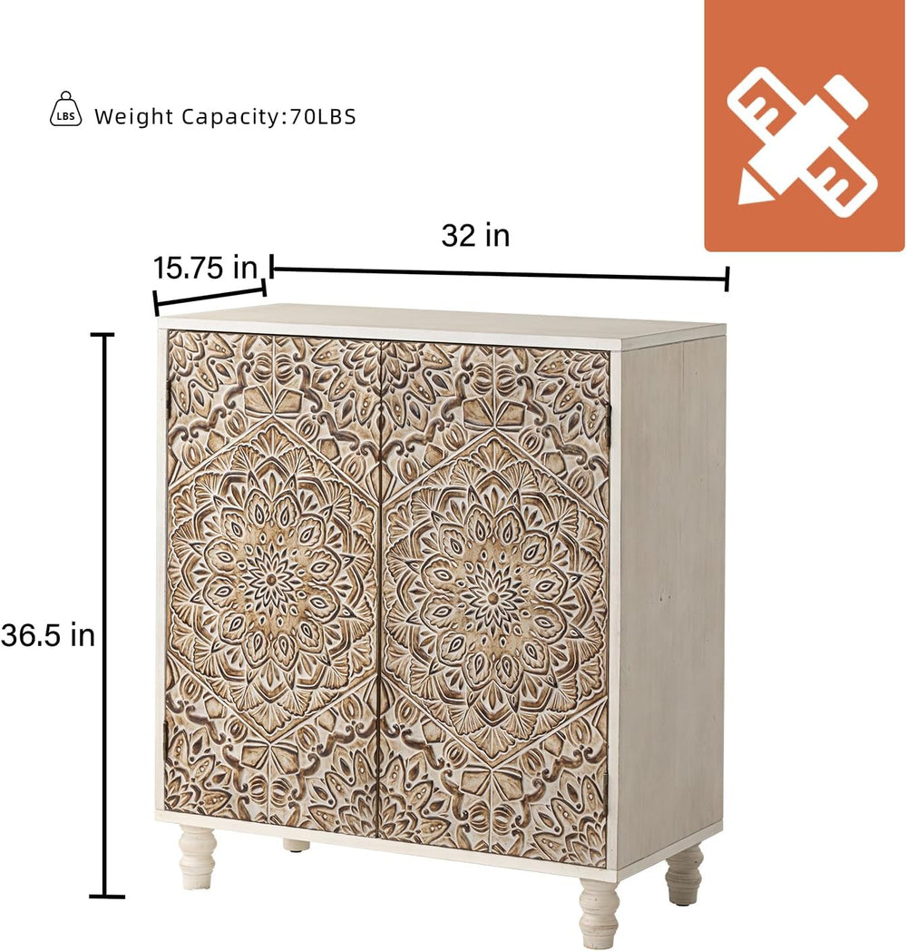 HOMPUS Storage Cabinet, Accent Cabinet with 2 Doors and Adjustable Shelves, C...