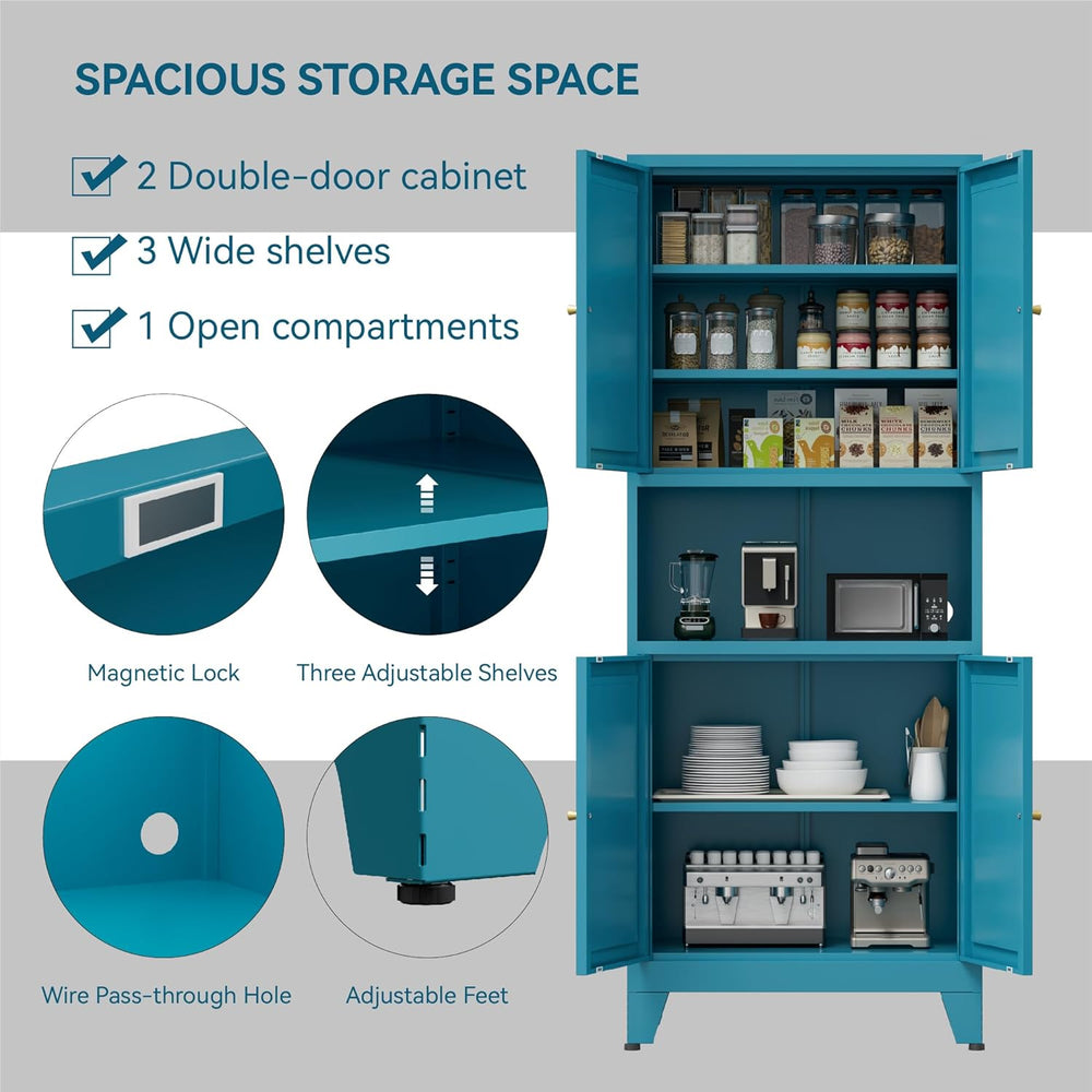 COFaR 69" Tall Modern Kitchen Pantry,Metal Storage Cabinet with Adjustab...