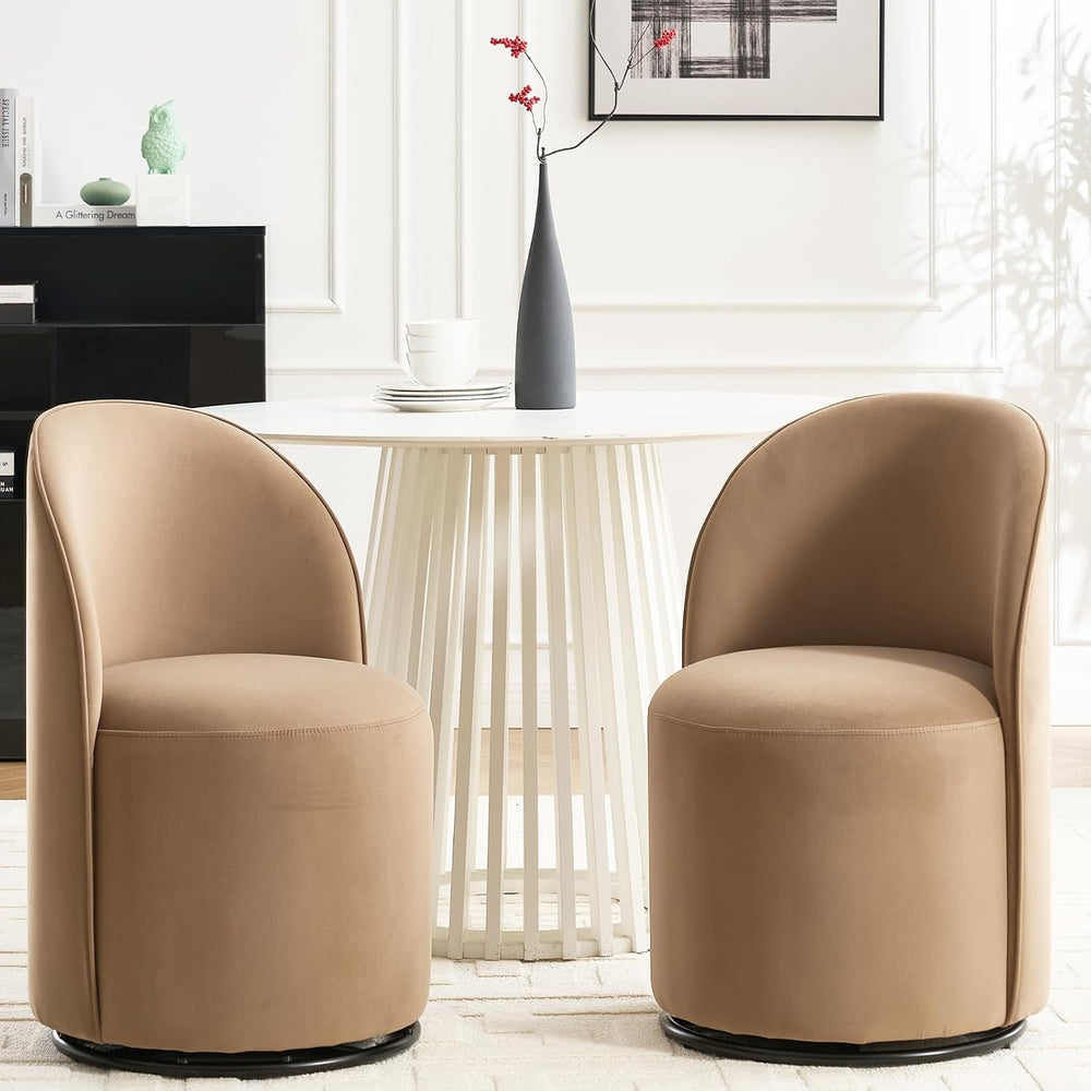 360 Degree Swivel Barrel Chair Set of 2, Mid Century Modern Round Velvet Dini...