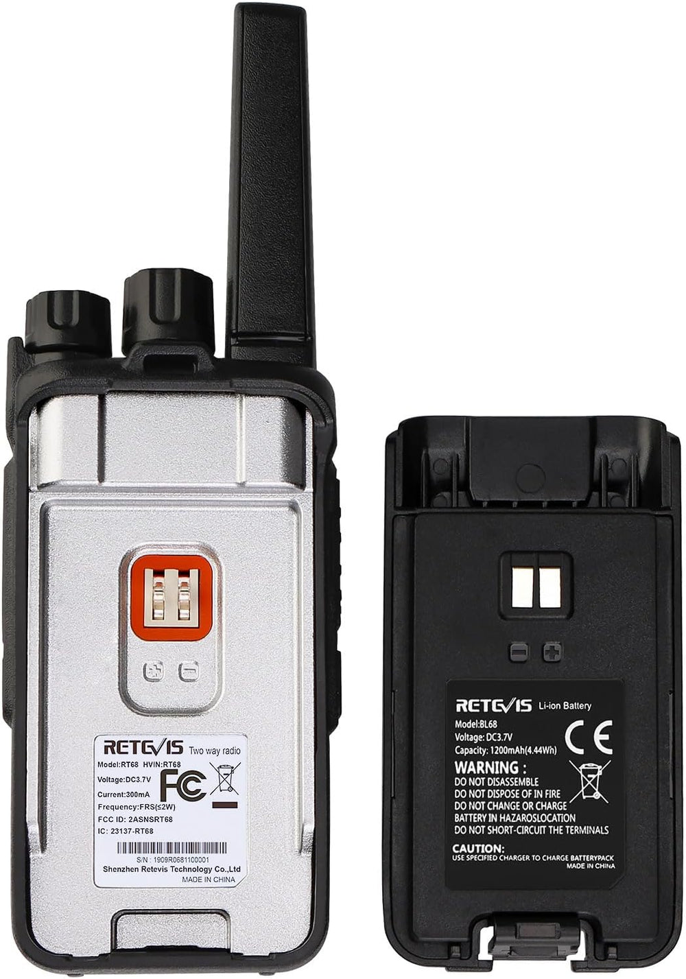 Retevis RT68 Walkie Talkies Long Range Rechargeable (10 Pack) with Charger