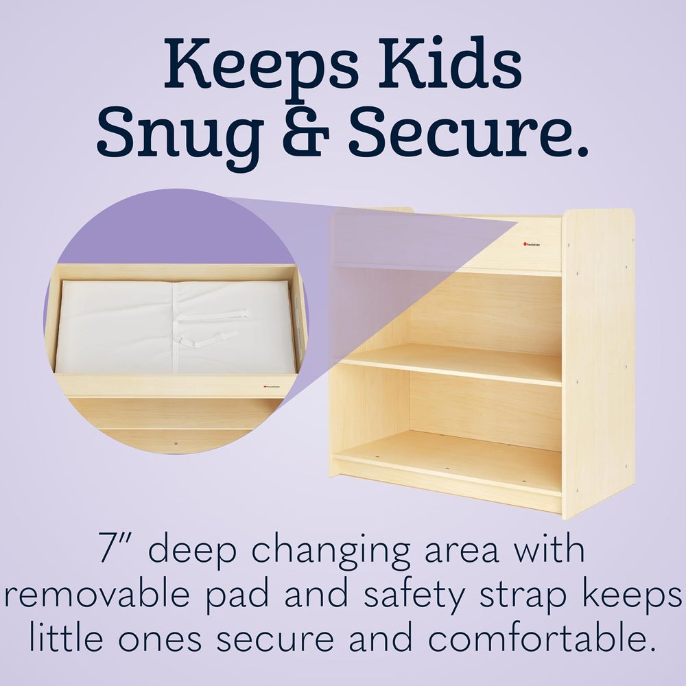 Foundations SafeStart Daycare Changing Table w/Built-In Shelving, Natural
