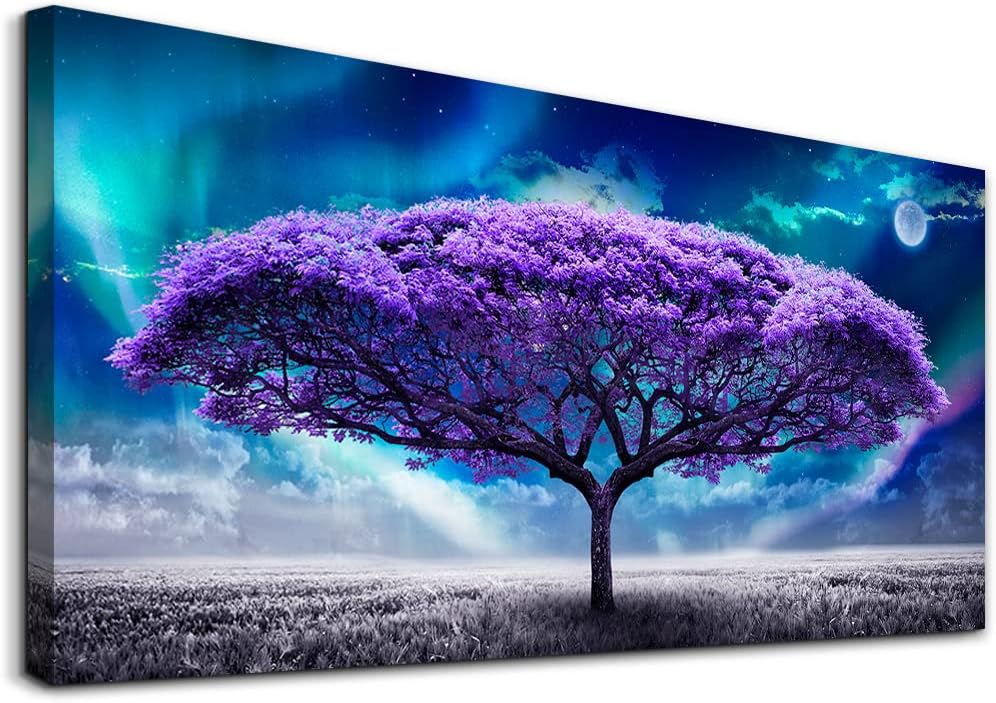 Lapremoly Purple Wall Canvas art For Living Room Bedroom Pictures Wall Decor ...